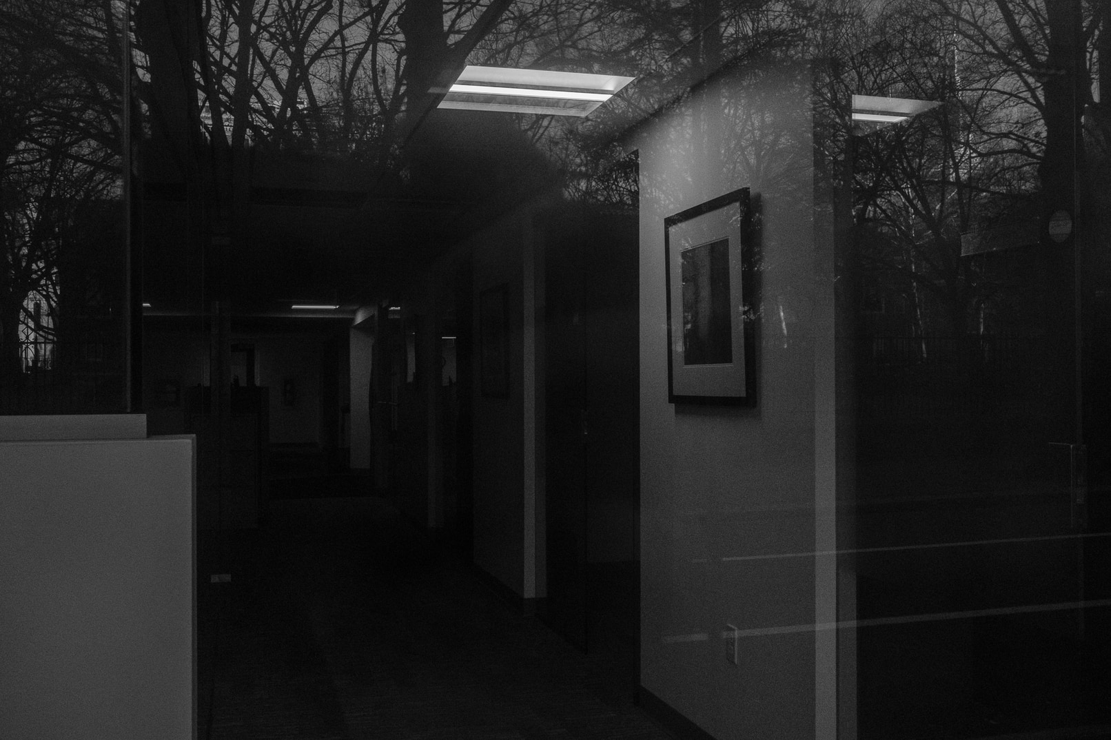 Office Interior through Reflections