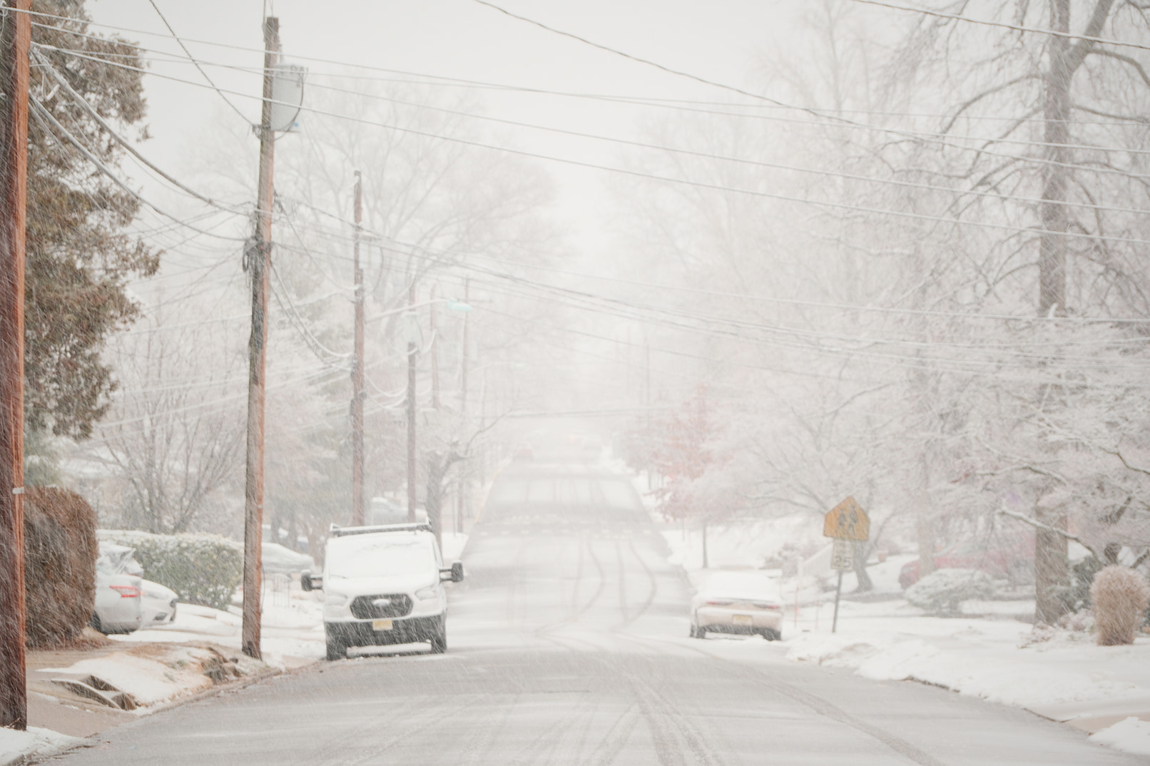 A snowy street.